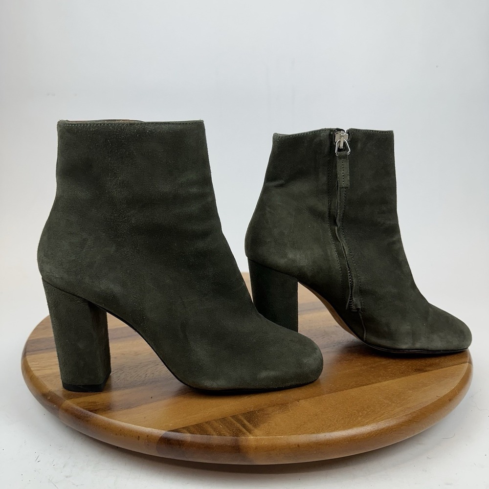 Womens IRO Spain Gray Suede‎ Block Heel Zip Ankle Boots Booties Size EU 36 GUC